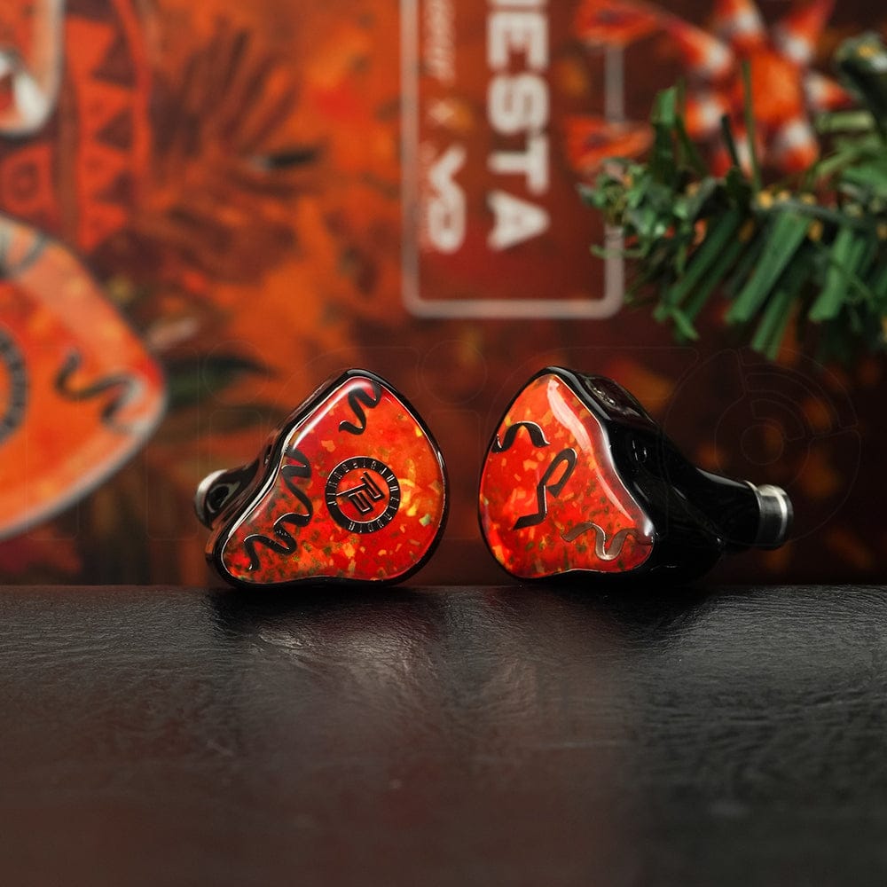 Fiesta faceplates: orange and chocolate under CNC-machined resin. Photo: Juzear Audio.