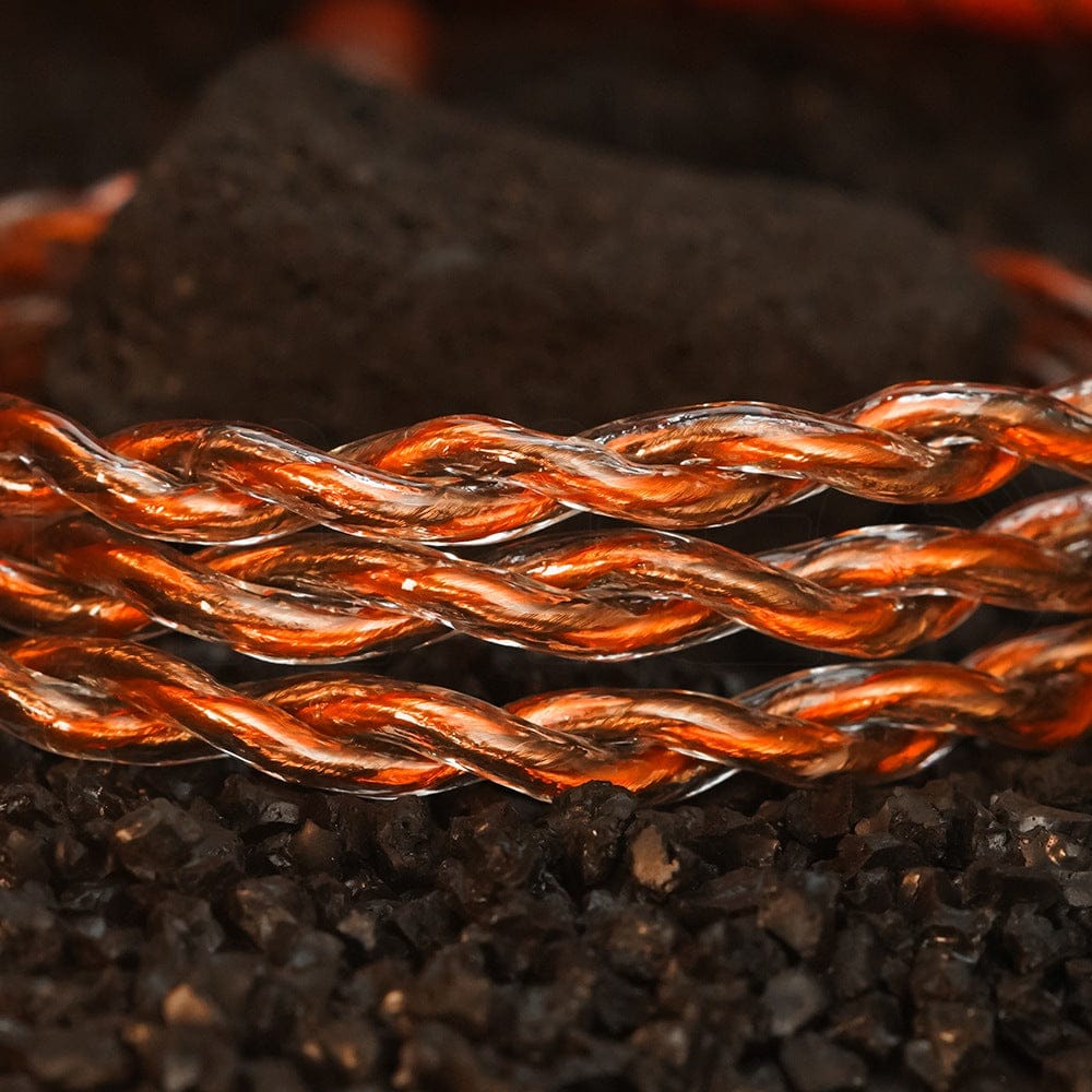 Four-strand double-helix braid, 70 conductors per strand. Photo: Juzear Audio.