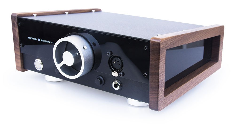 The Bacillus II+ with its wooden sides, 4-pin XLR and 6.3mm outputs. Photo: Erzetich.