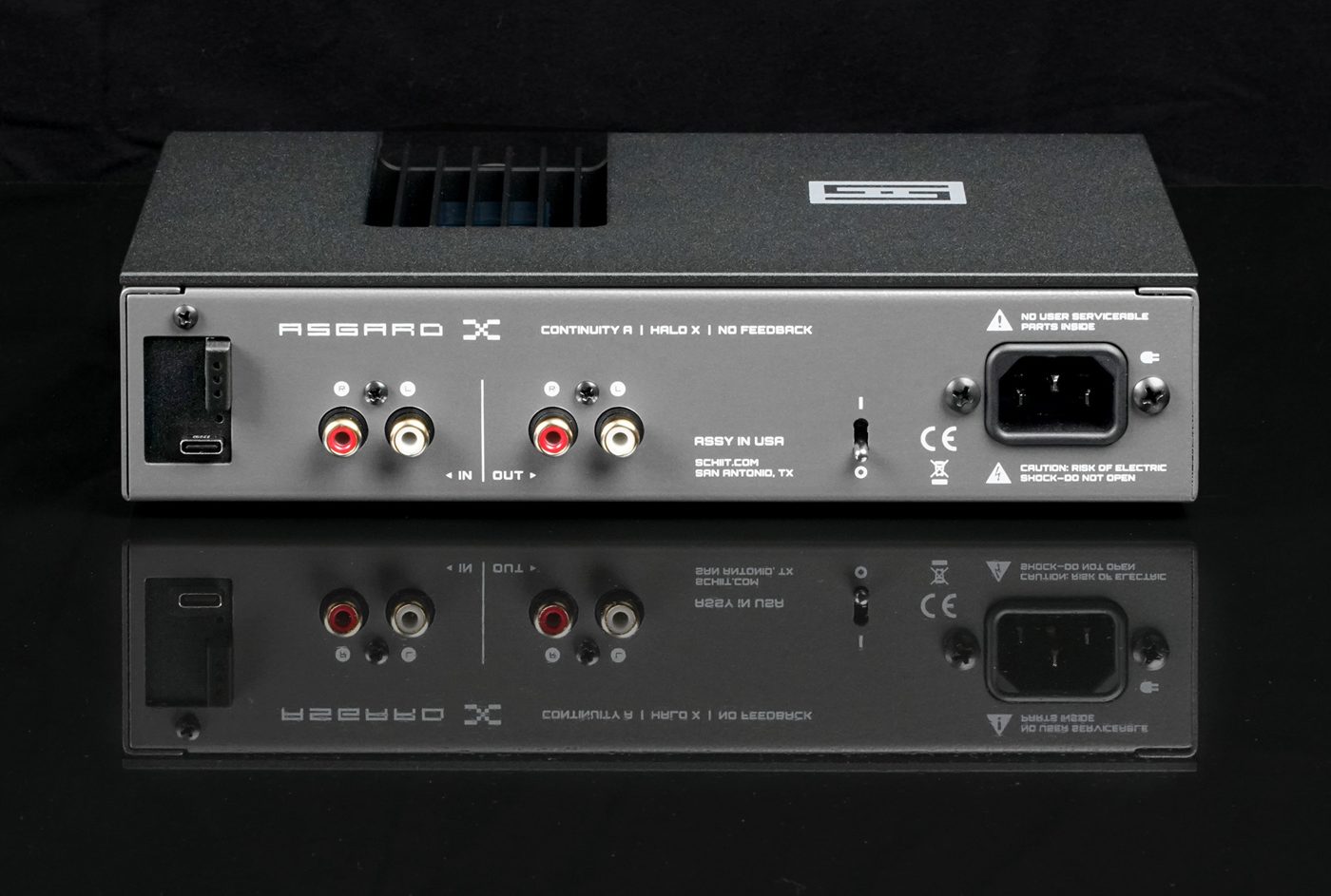 The rear, with the Mesh DAC card. Photo: Schiit Audio.