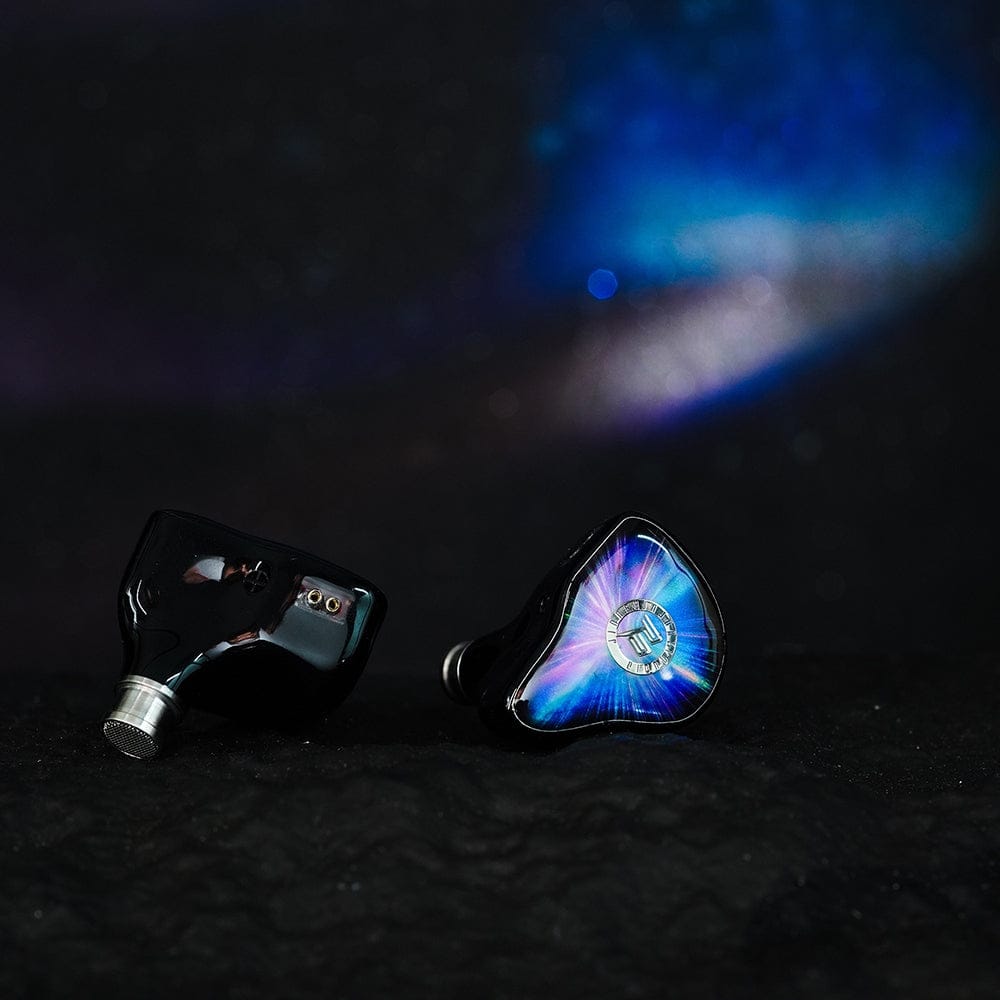 Nebula earpiece beside its interchangeable termination plug. Photo: Juzear Audio.