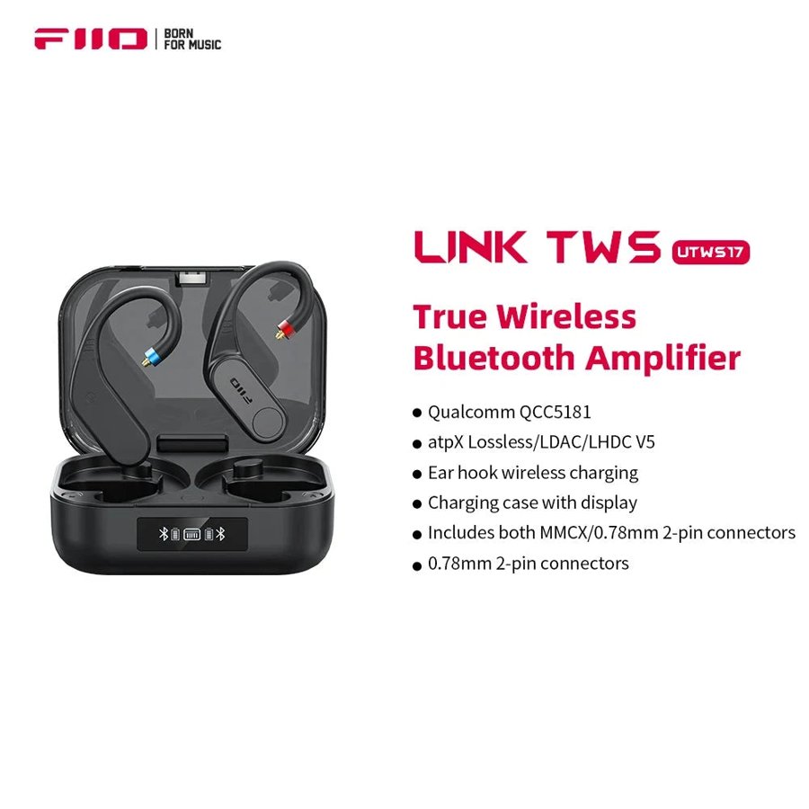 The UTWS17 (Link TWS) with its charging case. Photo: FiiO.
