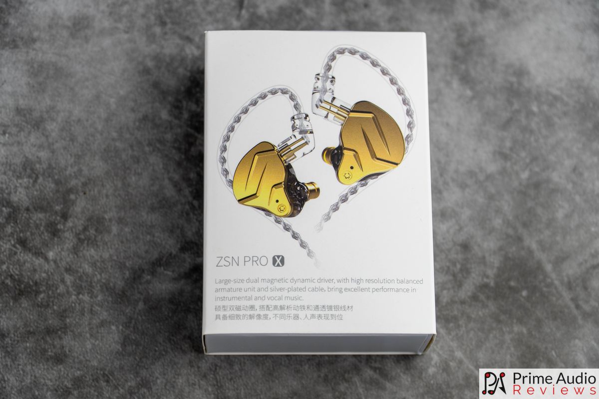 The ZSN Pro X retail box, front. Photo: Prime Audio Reviews.