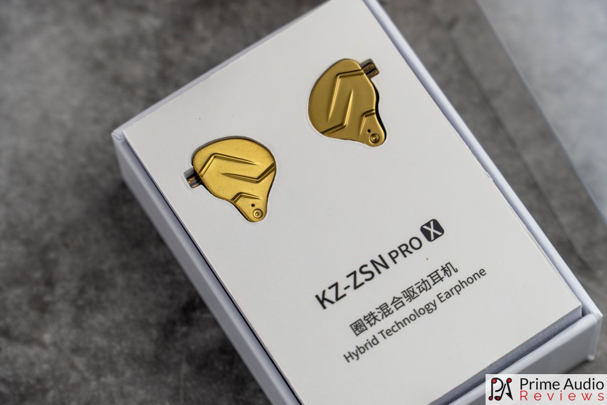 The gold ZSN Pro X pair as they sit in the box. Photo: Prime Audio Reviews.