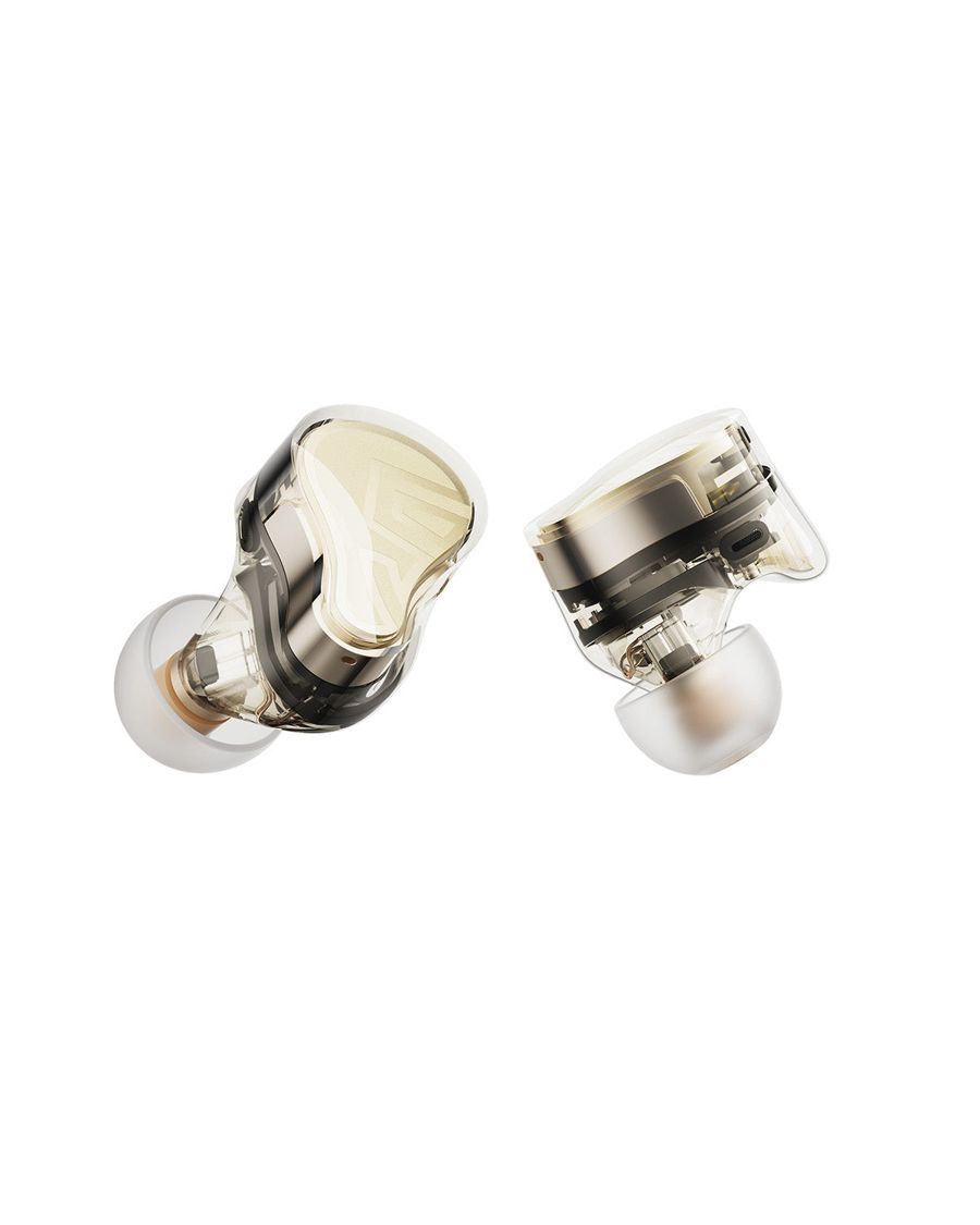 The clear shell shows the drivers. Photo: SoundPEATS.